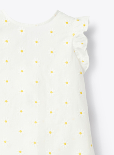 Muslin two-piece set with embroidery - White | Il Gufo