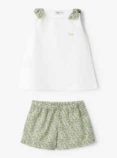 Set aus Jersey und Liberty Fabric - Weiss | Il Gufo