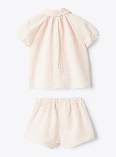 Seersucker two-piece set - Pink | Il Gufo
