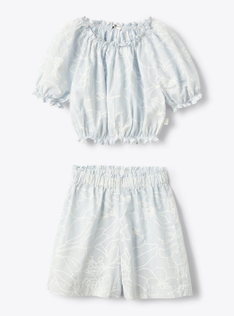 Ensemble en mousseline imprimé floral - Bleu clair | Il Gufo