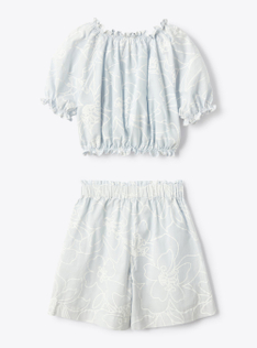 Ensemble en mousseline imprimé floral - Bleu clair | Il Gufo