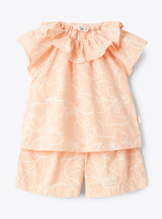 Floral print muslin set - Orange | Il Gufo