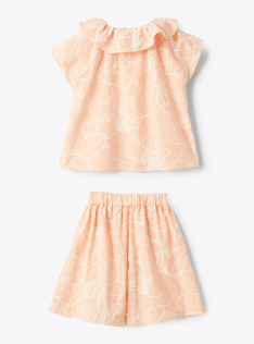 Floral print muslin set - Orange | Il Gufo