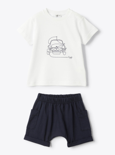Set aus Baumwolljersey - Blau | Il Gufo