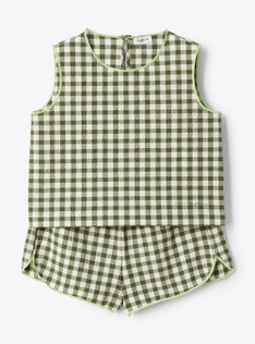 Gingham check seersucker set - Green | Il Gufo