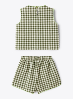 Gingham check seersucker set - Green | Il Gufo