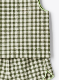 Gingham check seersucker set - Green | Il Gufo
