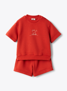 Completo in felpa di cotone - Rosso | Il Gufo