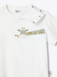 Jersey and seersucker baby set - Green | Il Gufo