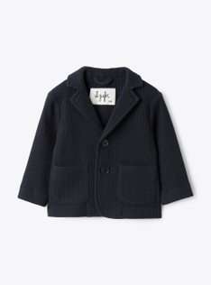 Blazer regular fit in cotone waffle - Blu | Il Gufo