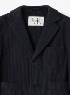 Blazer in cotone waffle - Blu | Il Gufo