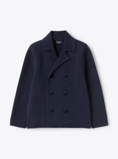 Giacca doppiopetto in cotone organico - Blu | Il Gufo