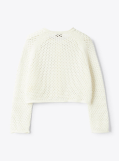 Baumwoll-Crochet-Cardigan - Weiss | Il Gufo