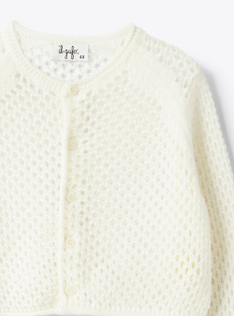 Baumwoll-Crochet-Cardigan - Weiss | Il Gufo
