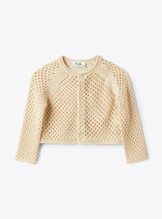 Cardigan crochet in cotone - Beige | Il Gufo
