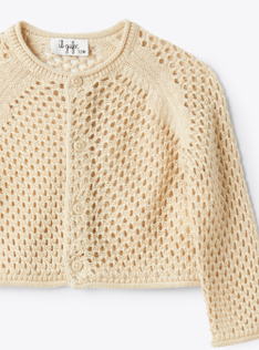 Cardigan crochet in cotone - Beige | Il Gufo