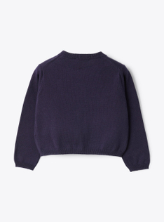 Cardigan en coton organique avec broderie - Bleu | Il Gufo