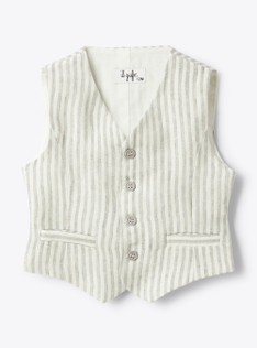 Gilet in lino a righe - Grigio | Il Gufo