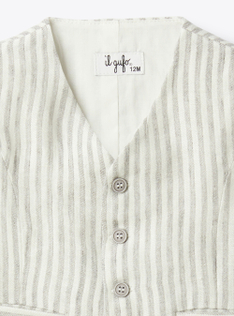 Gilet in lino a righe - Grigio | Il Gufo