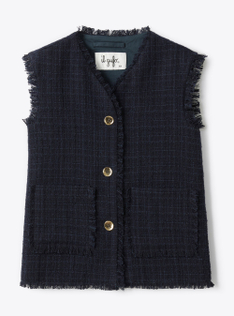 Long tweed vest - Blue | Il Gufo