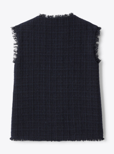 Long tweed vest - Blue | Il Gufo