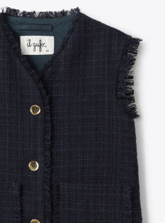 Long tweed vest - Blue | Il Gufo