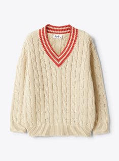 Maglione in cotone a trecce - Beige | Il Gufo
