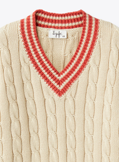 Maglione in cotone a trecce - Beige | Il Gufo