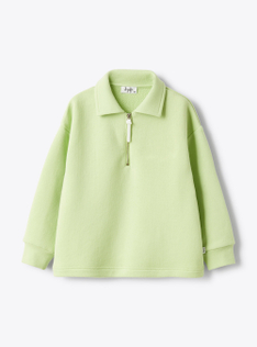 Felpa in cotone con zip - Verde | Il Gufo