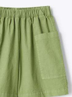 Poplin bermuda shorts with oversized pockets - Green | Il Gufo