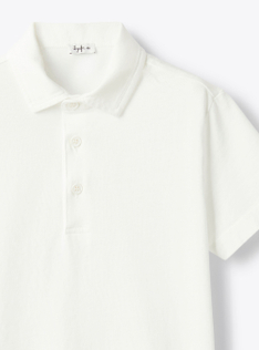 Organic cotton jersey polo - White | Il Gufo