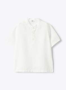 Polo coreana in lino - Bianco | Il Gufo