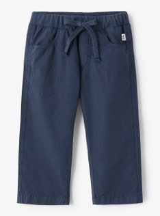 Trousers in poplin with a drawstring at the waist - СИНИЙ | Il Gufo