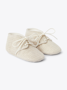 Scarpe da neonato in lino waffle - Marrone | Il Gufo