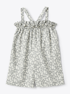 Floral print cotton romper - Grey | Il Gufo