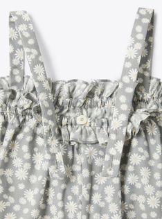 Floral print cotton romper - Grey | Il Gufo