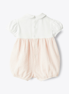 Gingham seersucker romper - Pink | Il Gufo