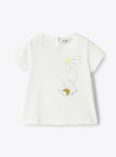 T-shirt with print and appliqué - White | Il Gufo