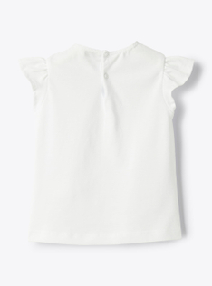 Jersey t-shirt with ruffled sleeves - White | Il Gufo