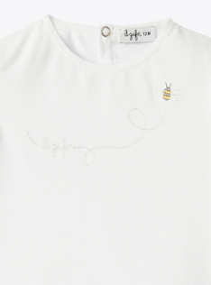 Jersey t-shirt with ruffled sleeves - White | Il Gufo
