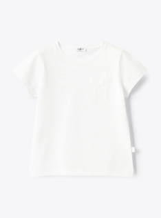 Jersey t-shirt with an applied bow - White | Il Gufo