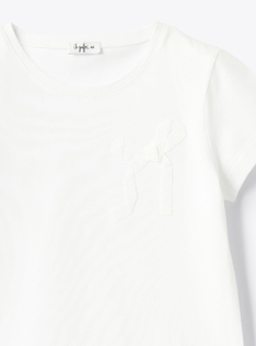 Jersey t-shirt with an applied bow - White | Il Gufo