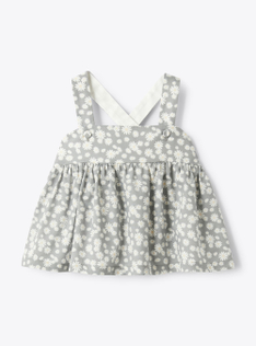 Top aus Baumwolle mit Blumenmuster - Grau | Il Gufo