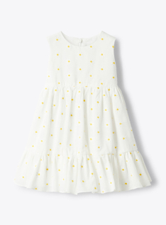 Dress in muslin with floral embroidery - White | Il Gufo