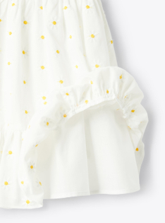 Dress in muslin with floral embroidery - White | Il Gufo