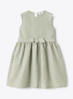 Striped seersucker dress - Green | Il Gufo