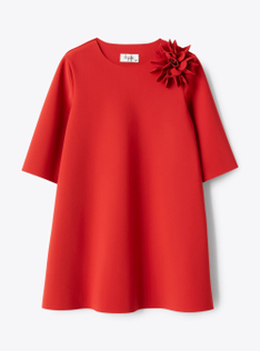 Dress in Sensitive® Fabrics featuring a floral design - Red | Il Gufo