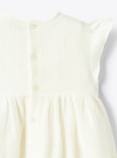 Ärmelloses Kleid aus Waffle-Leinen - Weiss | Il Gufo