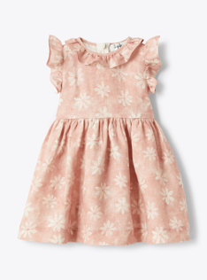 Kleid aus Leinen mit Blumenmuster - Rose | Il Gufo