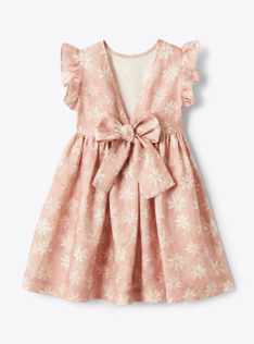 Robe en lin à fleurs avec nœud - Rose | Il Gufo
